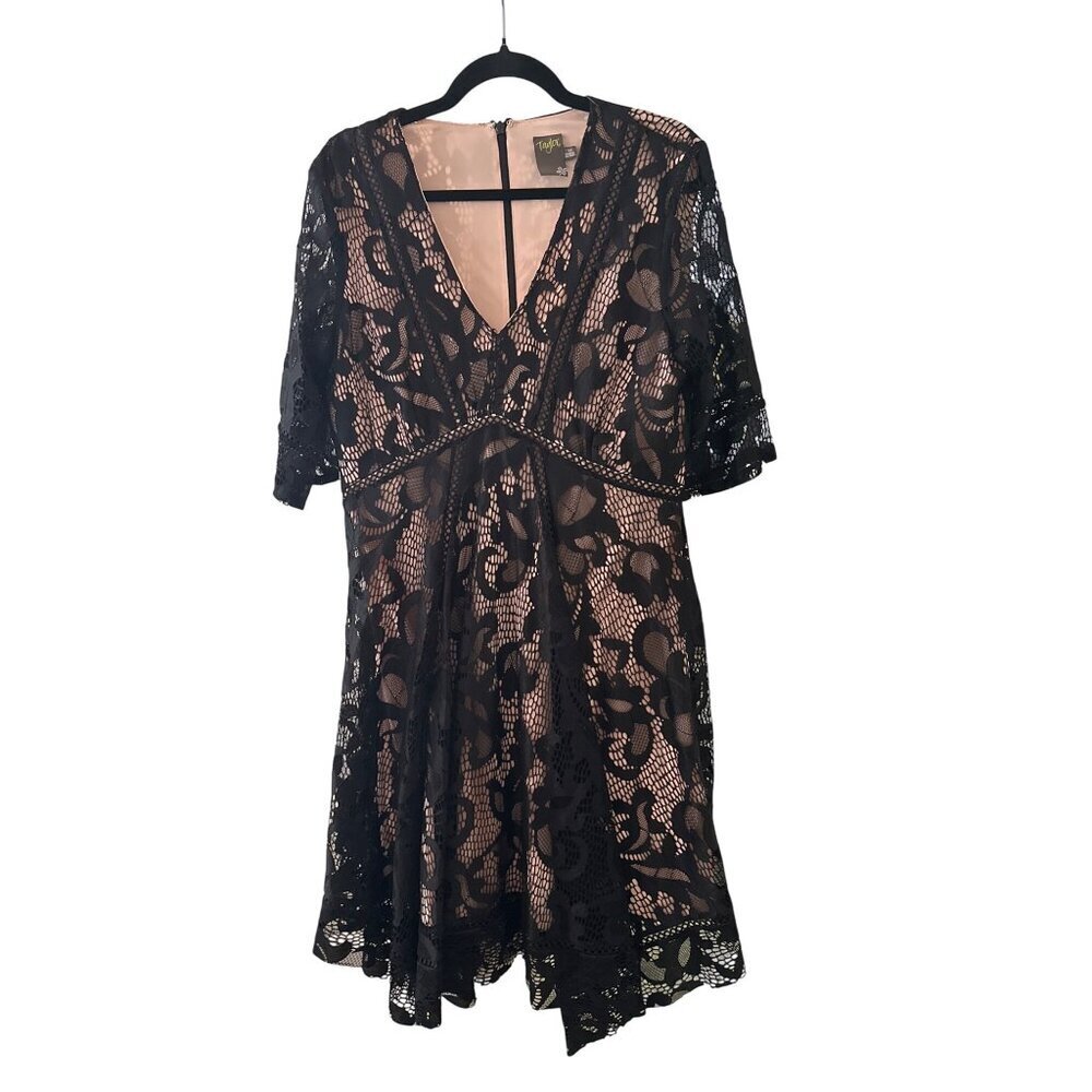 Taylor Womens Black‎ Lace Overlay Dress Size 12 Special Occasion Cocktail
